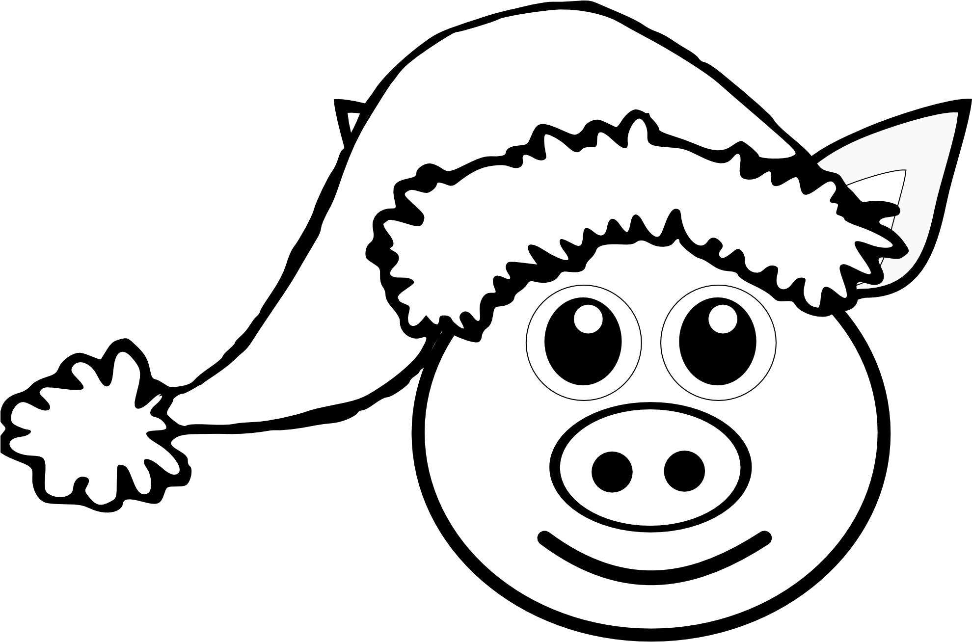 Pig - Clipart - Black - And - White - Penguin Santa Yard Sign (1979x1408)