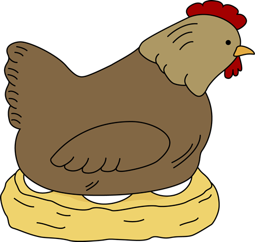 Hen Sitting On Eggs - Hen Clipart (500x476)