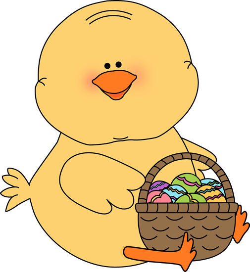 Chick With An Easter Basket - Easter Chick With Basket (505x550)
