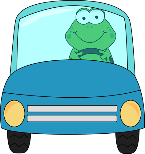 Frog Driving A Car - Frog In A Car Clipart (471x500)