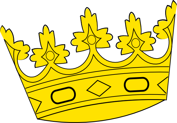 Big Tilted Crown Clip Art At Clker - มงกุฎ สี เหลือง (600x418)