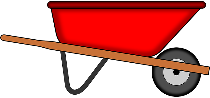 Wheelbarrow Tools Gardening Red Work Wheel - Wheelbarrow Clipart (680x340)