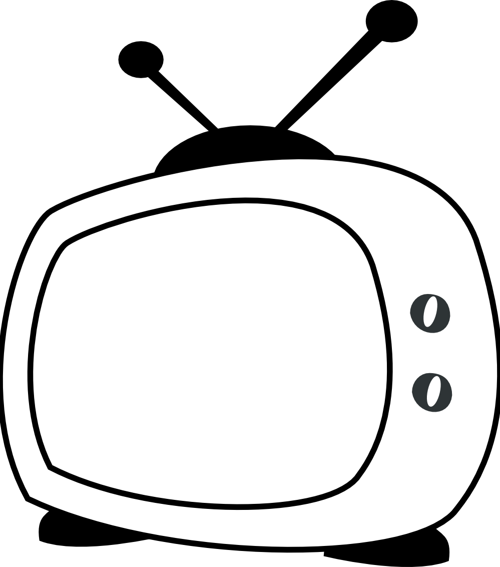 Tv Black White Line Art Svg - Line Art (999x1132)