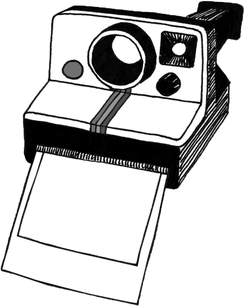 Polaroid Camera Clipart Black And White - Polaroid Clipart (572x650)