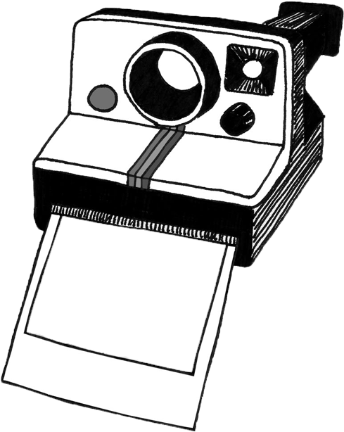 Polaroid Camera Clipart Black And White - Polaroid Clipart - (572x650