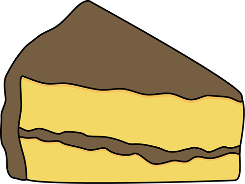 Slice Of Yellow Cake With Chocolate Frosting - Bear In A Cave (500x376)