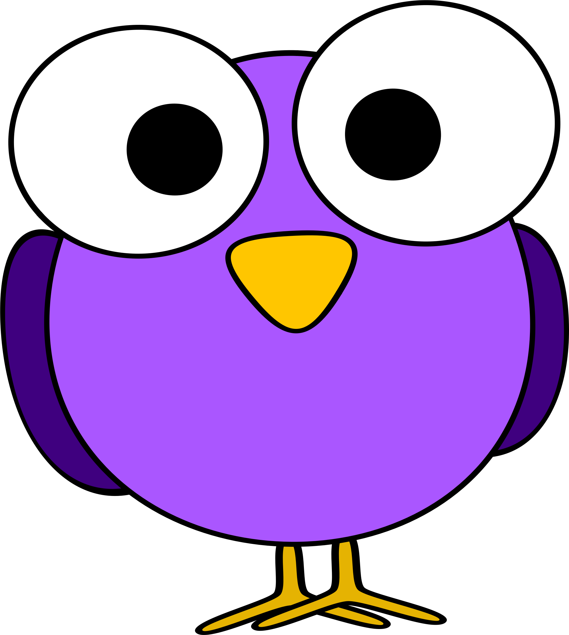 Chick Clipart Purple - Cartoon With Big Eyes (1994x2224)