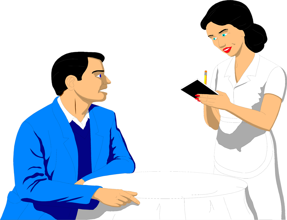 Taking Cliparts - Waitress Taking Order Clipart (958x734)