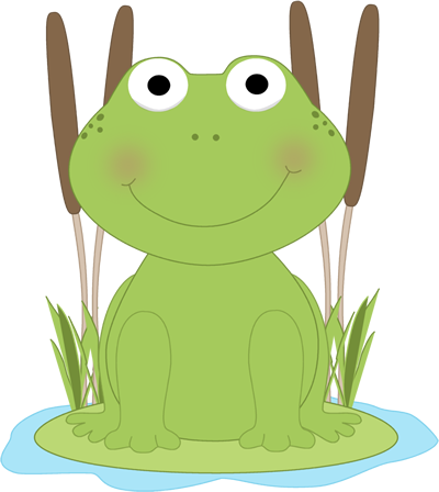 Frog In A Pond Clip Art Frog In A Pond Image - Clipart Frog On Lily Pad (400x448)