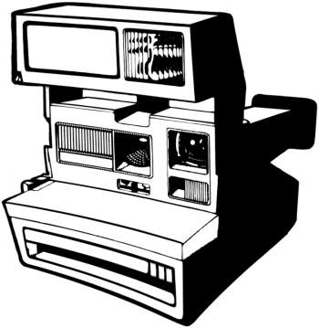 Vintage Camera Clip Art - Camera Black And White Polaroid (350x359)