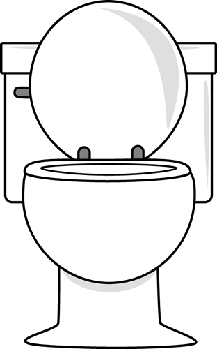 White Toilet With Lid Up Clip Art - Toilet Clip Art (442x721)