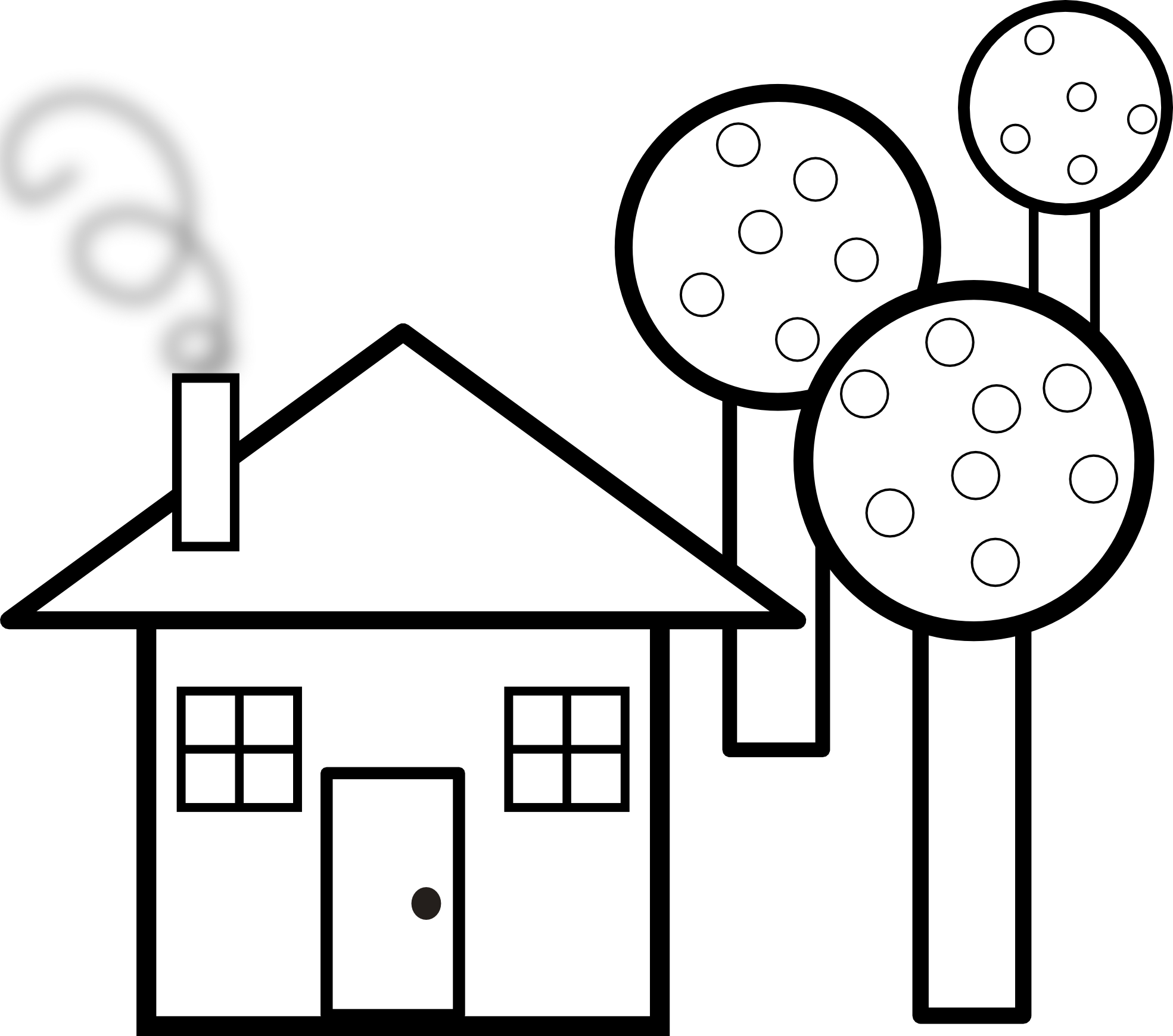 Haunted House Clipart My House - Shapes House Black And White (1969x1739)
