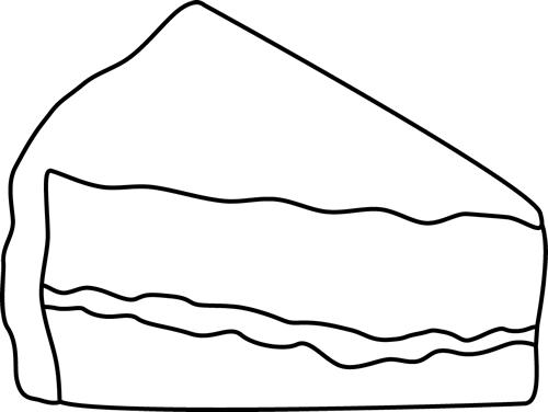 Black And White Slice Of Cake - Outline Of A Piece Of Cake (500x376)
