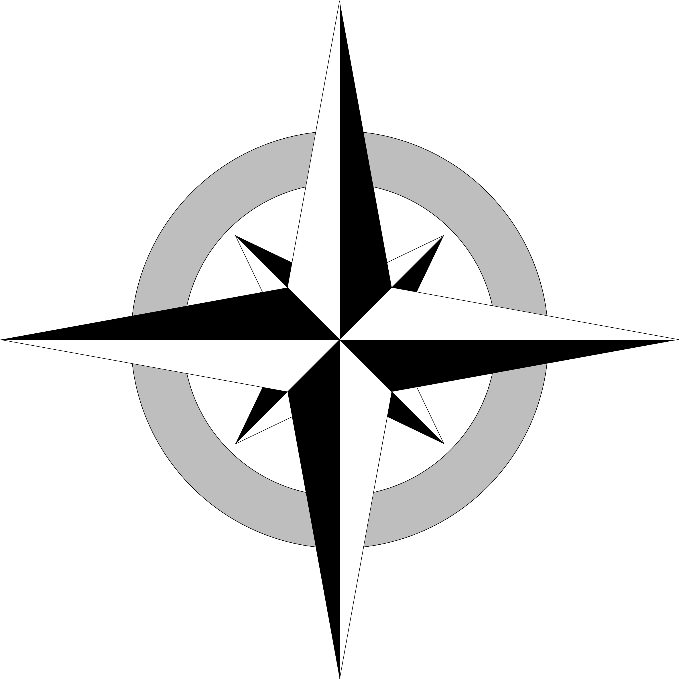 Clipart - Simple Compass Rose Vector (2400x2400)