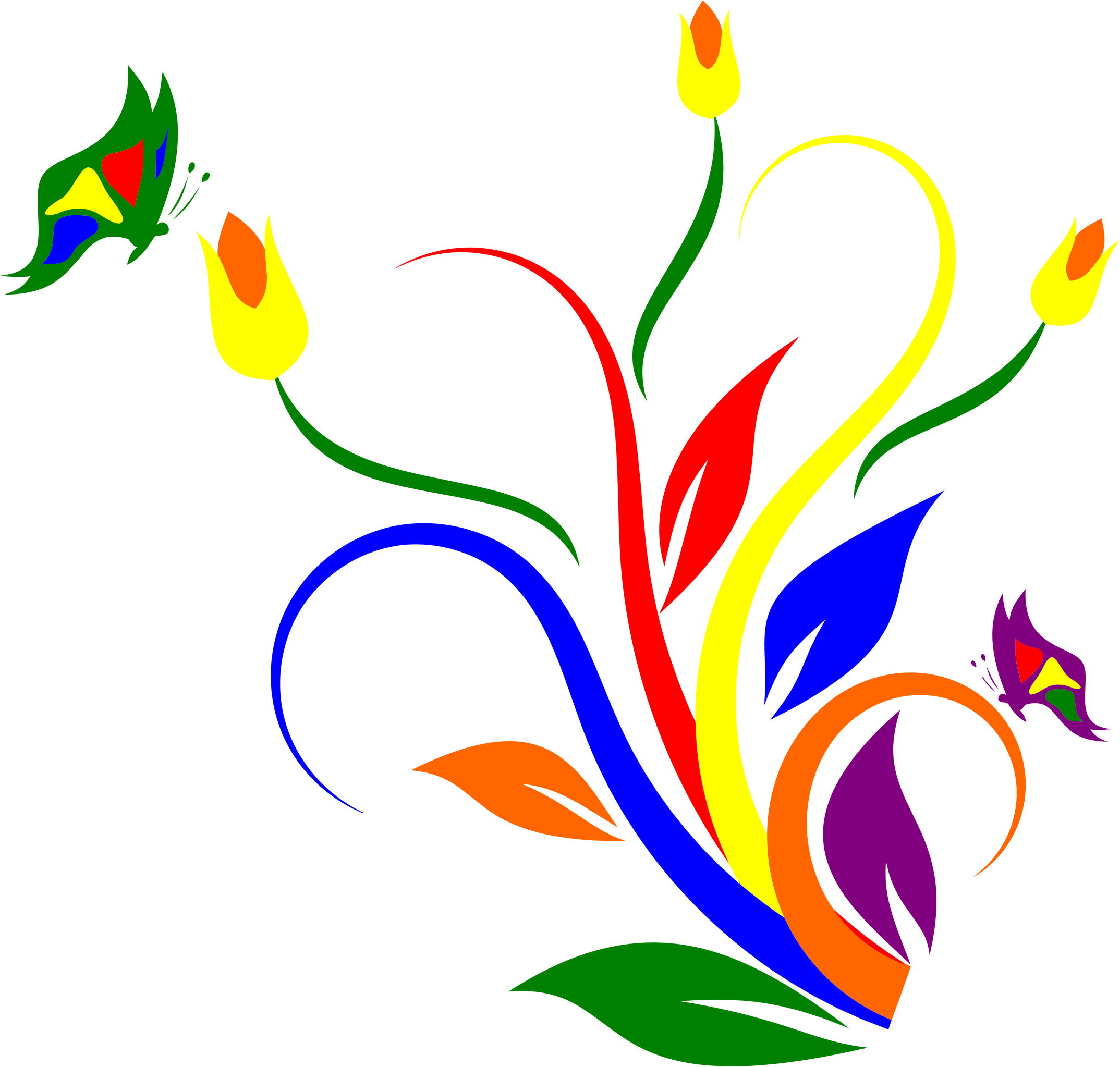 Images Of Flowers And Butterflies - Clip Art Flowers And Butterflies (2148x2047)