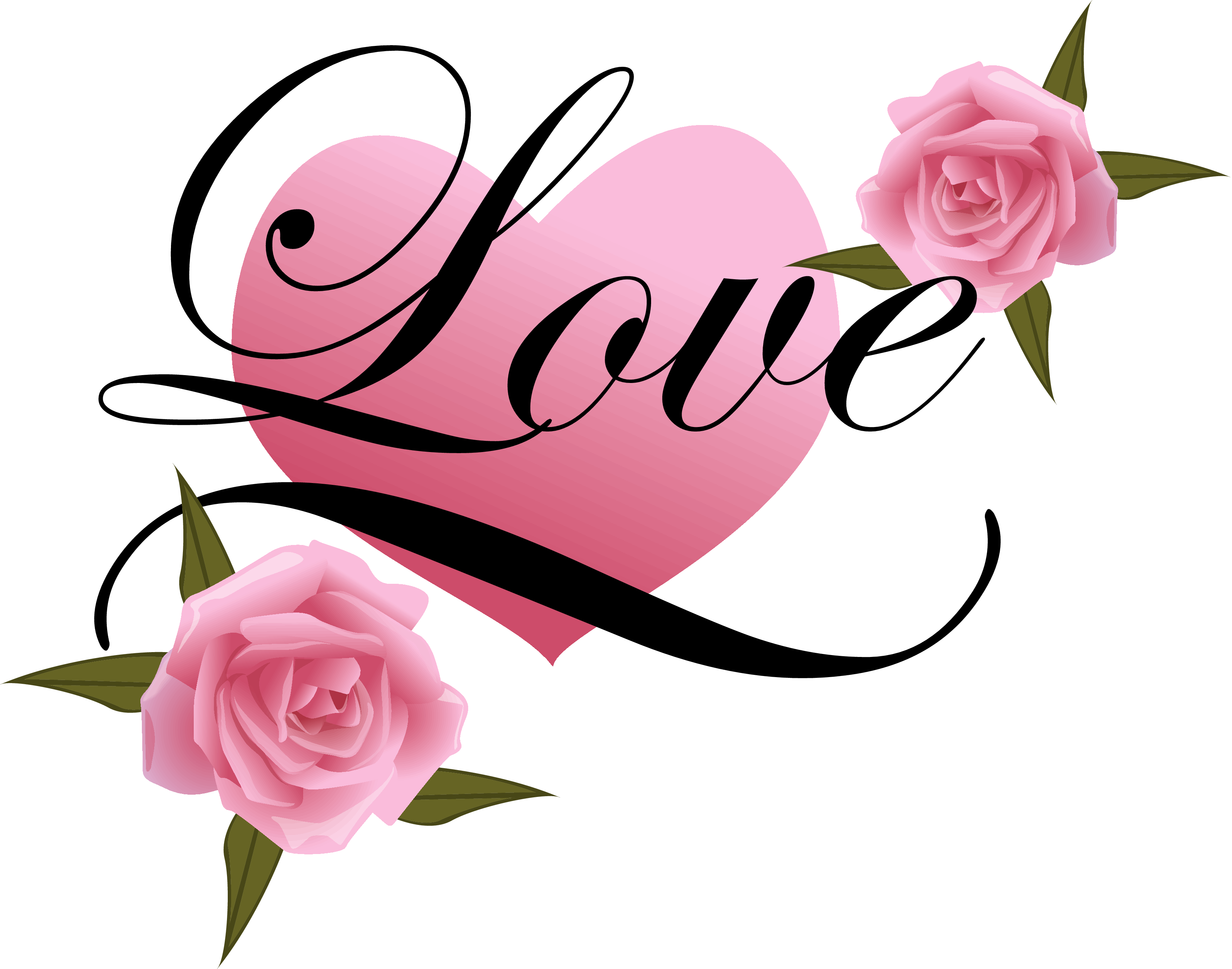Wedding Couple Clipart Png - Love Heart With Rose (3300x2596)