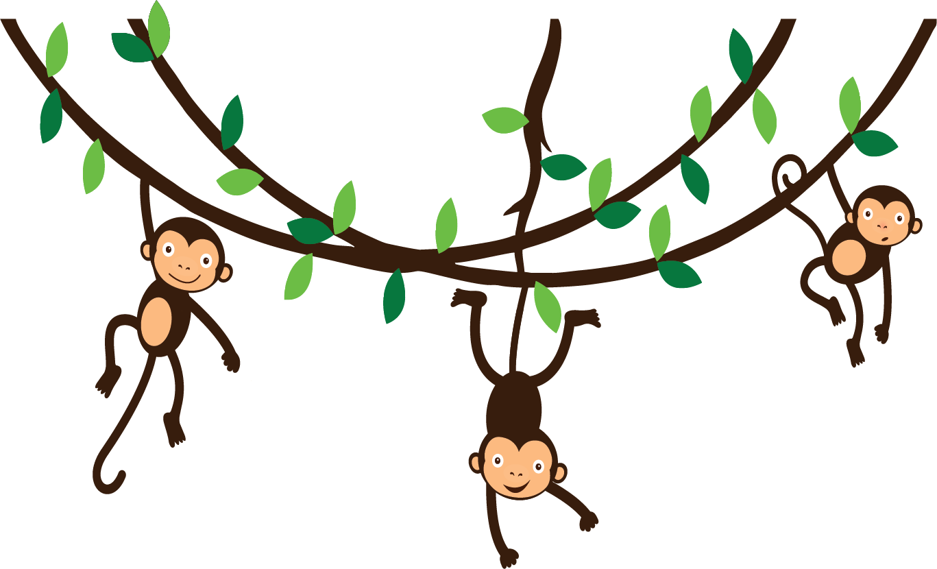 Free Icons Png - Monkeys Hanging From Vines (1367x830)