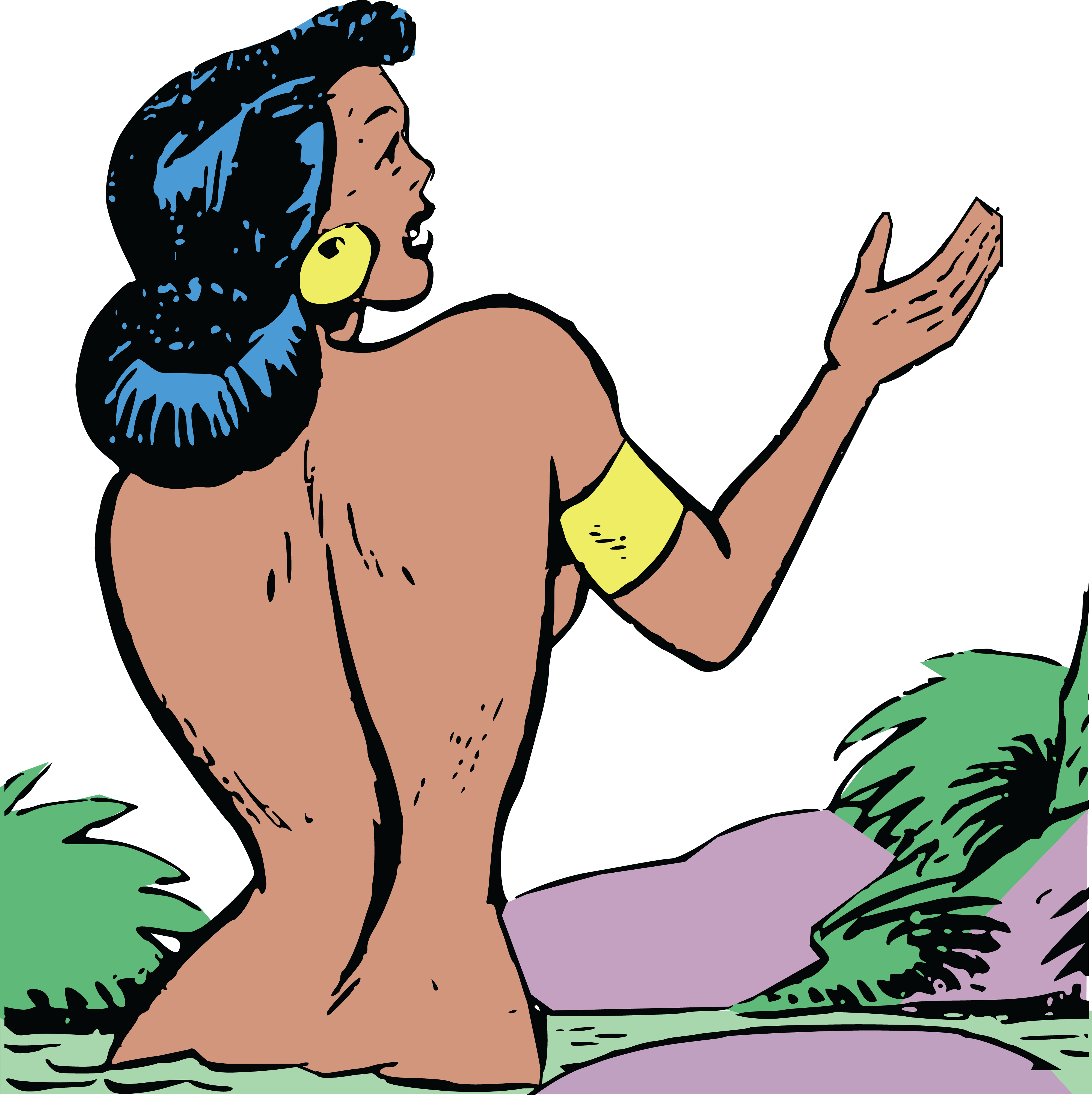 Free Clipart Of A Retro Woman Bathing In A River - Comics Bath (4000x4013)