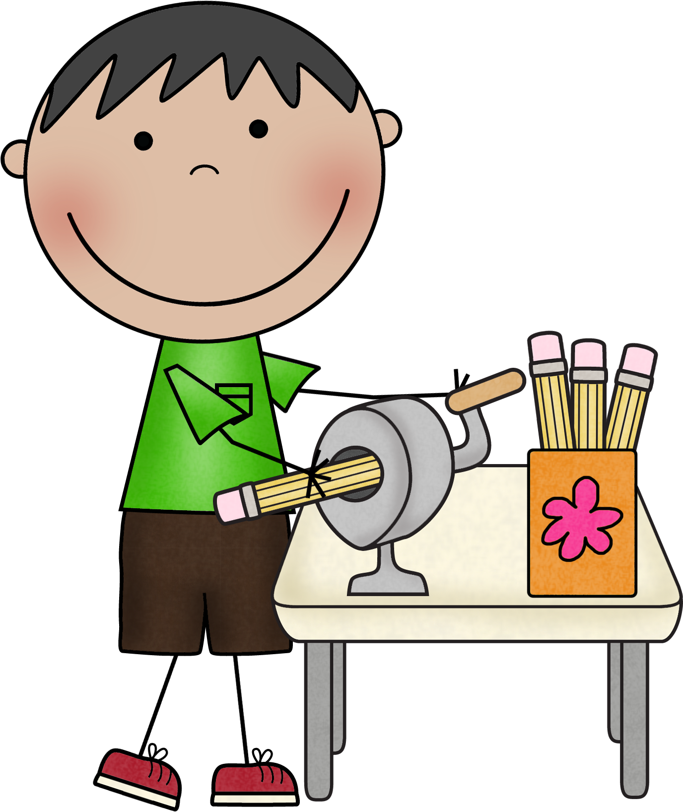 Teacher Helper Clipart - Student Sharpening Pencil Clipart (1376x1636)