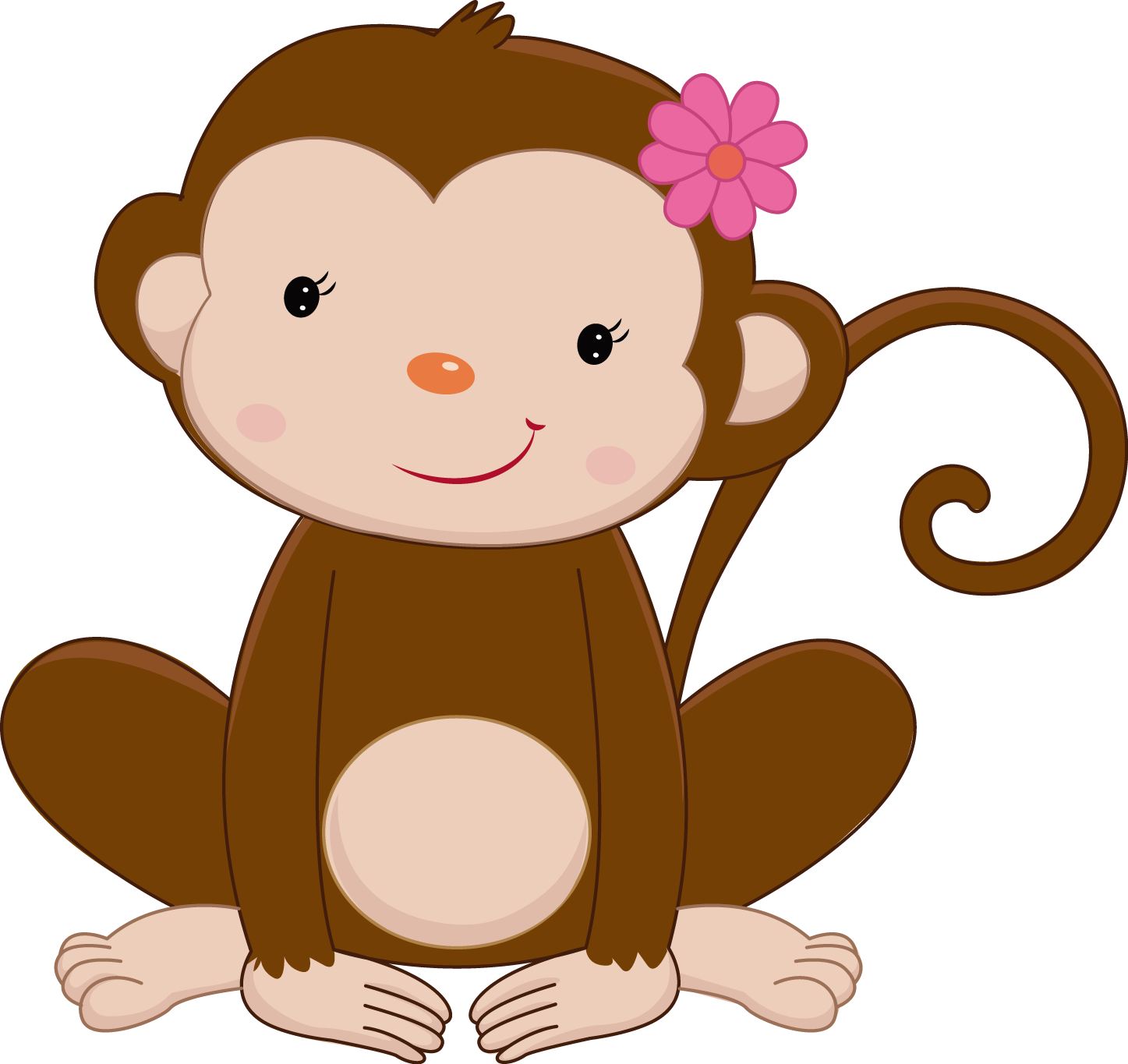 Monkey Baby Shower Clip Art For Kids - Jungle Animals Clipart Monkey (1447x1365)