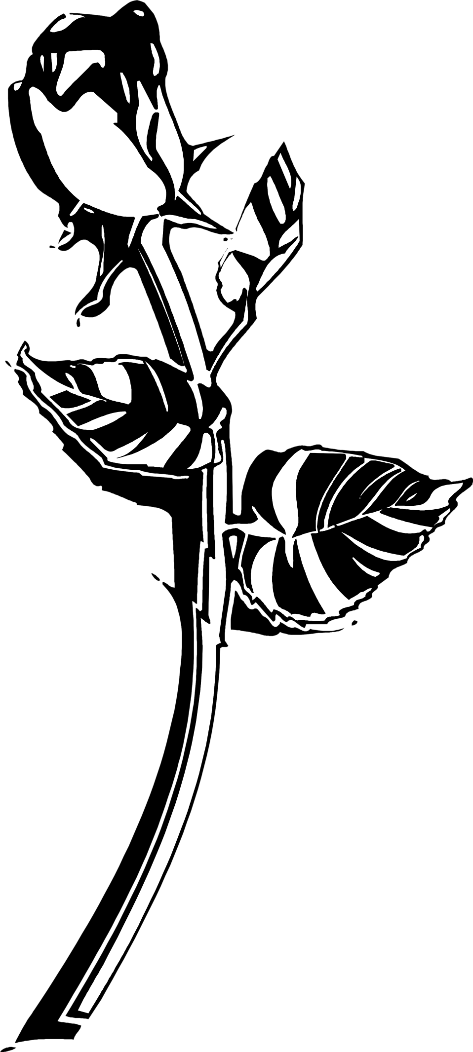 Rose Black And White Roses Clip Art Black And White - Clipart Black Rose Png (958x2132)