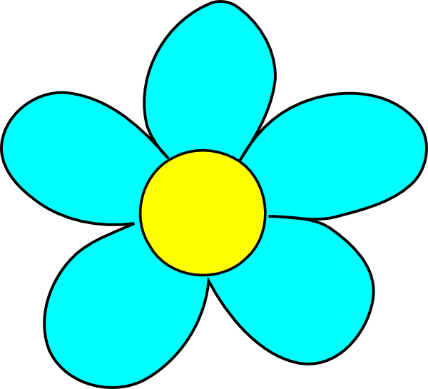 Rose Clipart Light Blue - Light Blue Cartoon Flowers (600x545)