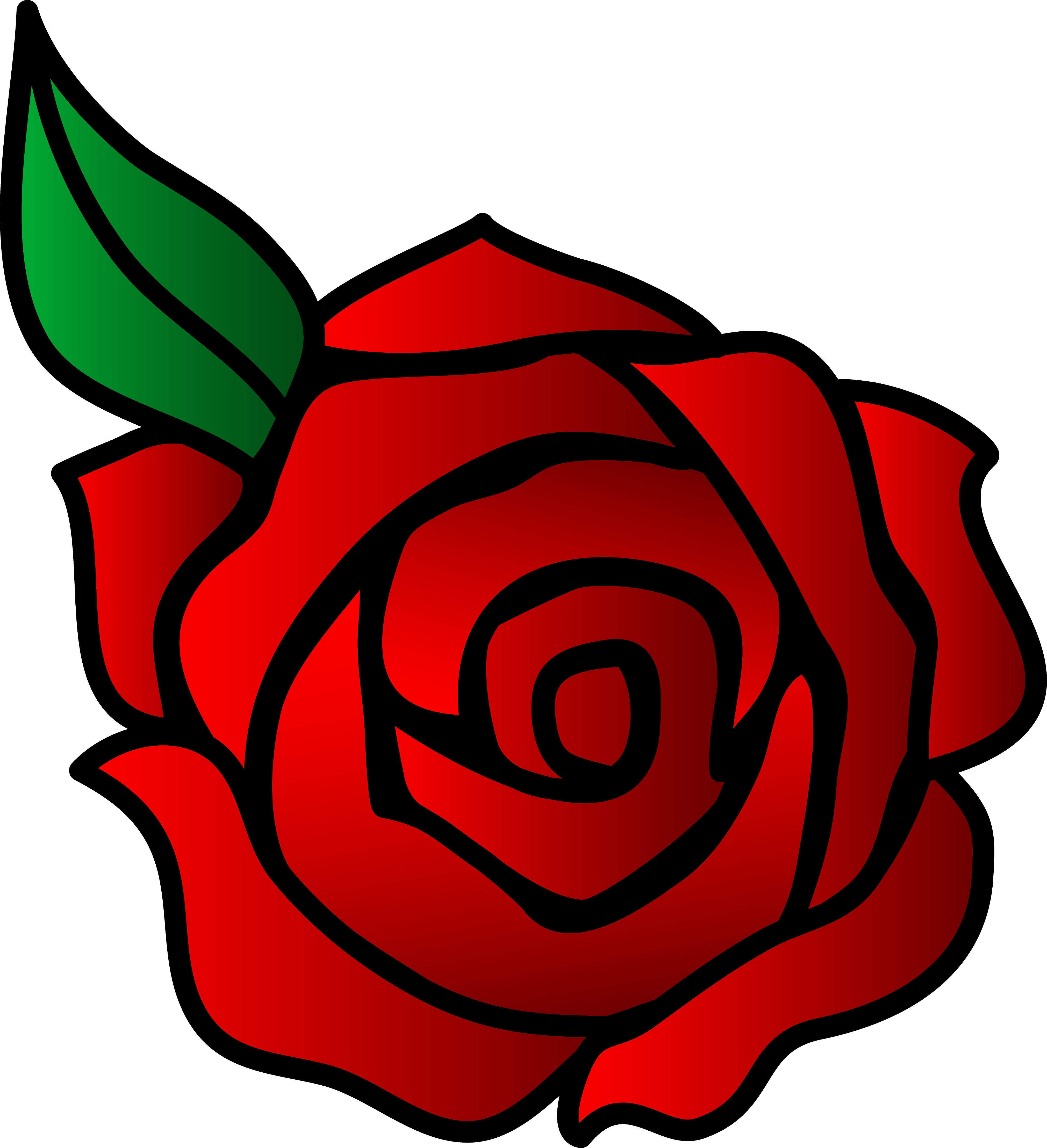 Red Rose Clip Art - Cartoon Rose (4042x4434)