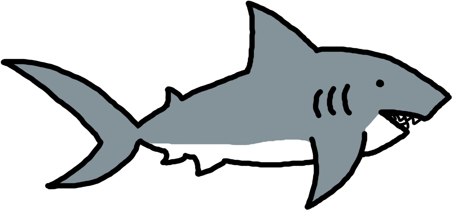 Shark Clip Art Black And White - Great White Shark (1500x1500)