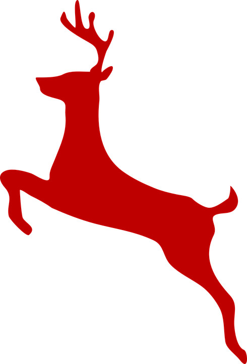 Red Reindeer Clip Art - Deer Clip Art (490x720)