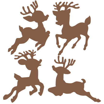 Christmas Reindeer Set Svg Scrapbook Cut File Cute - Reindeer Clipart Silhouette (432x432)