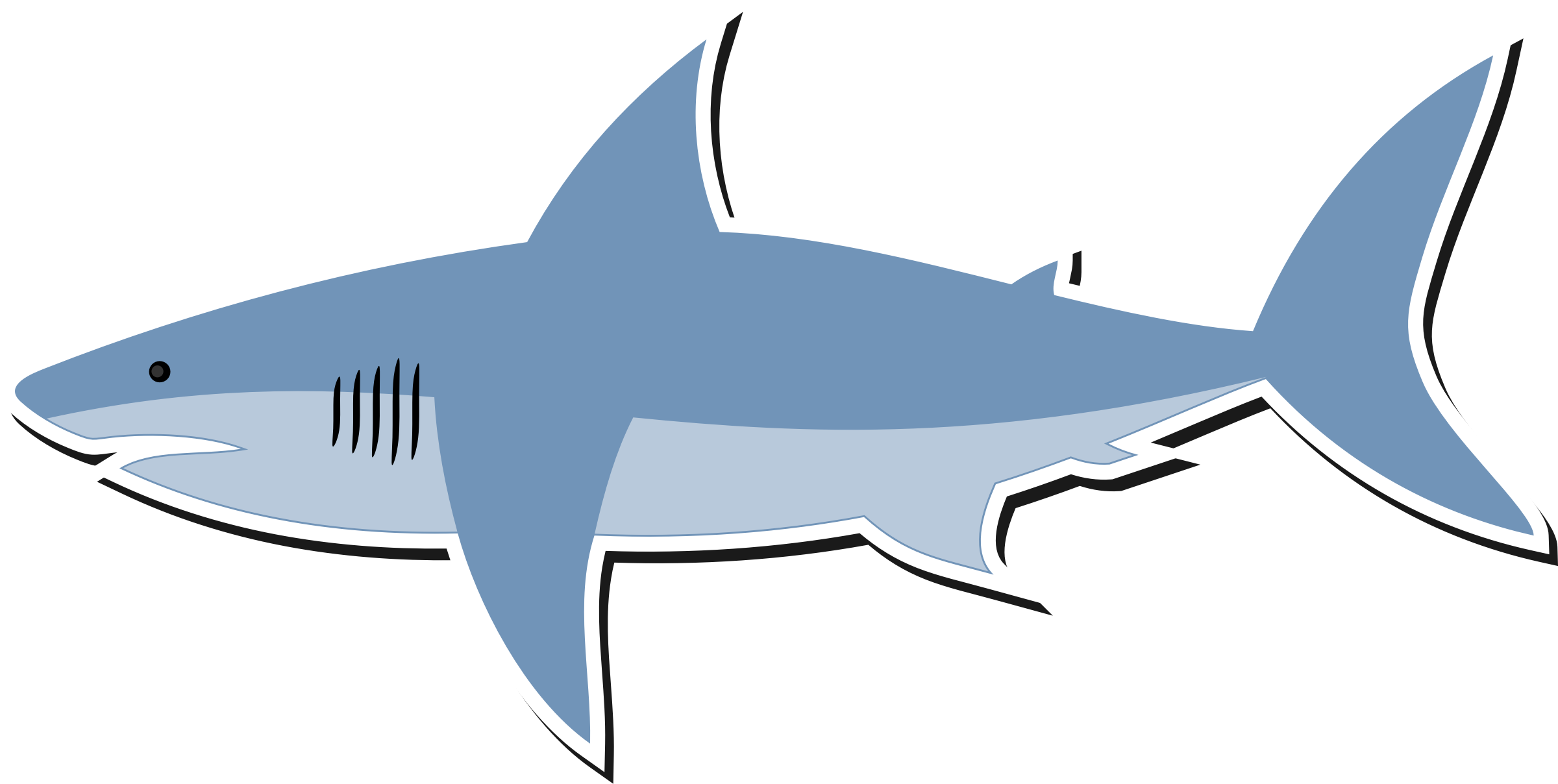 Clipart Cartoon Shark Png - Cartoon Shark (2400x1208)