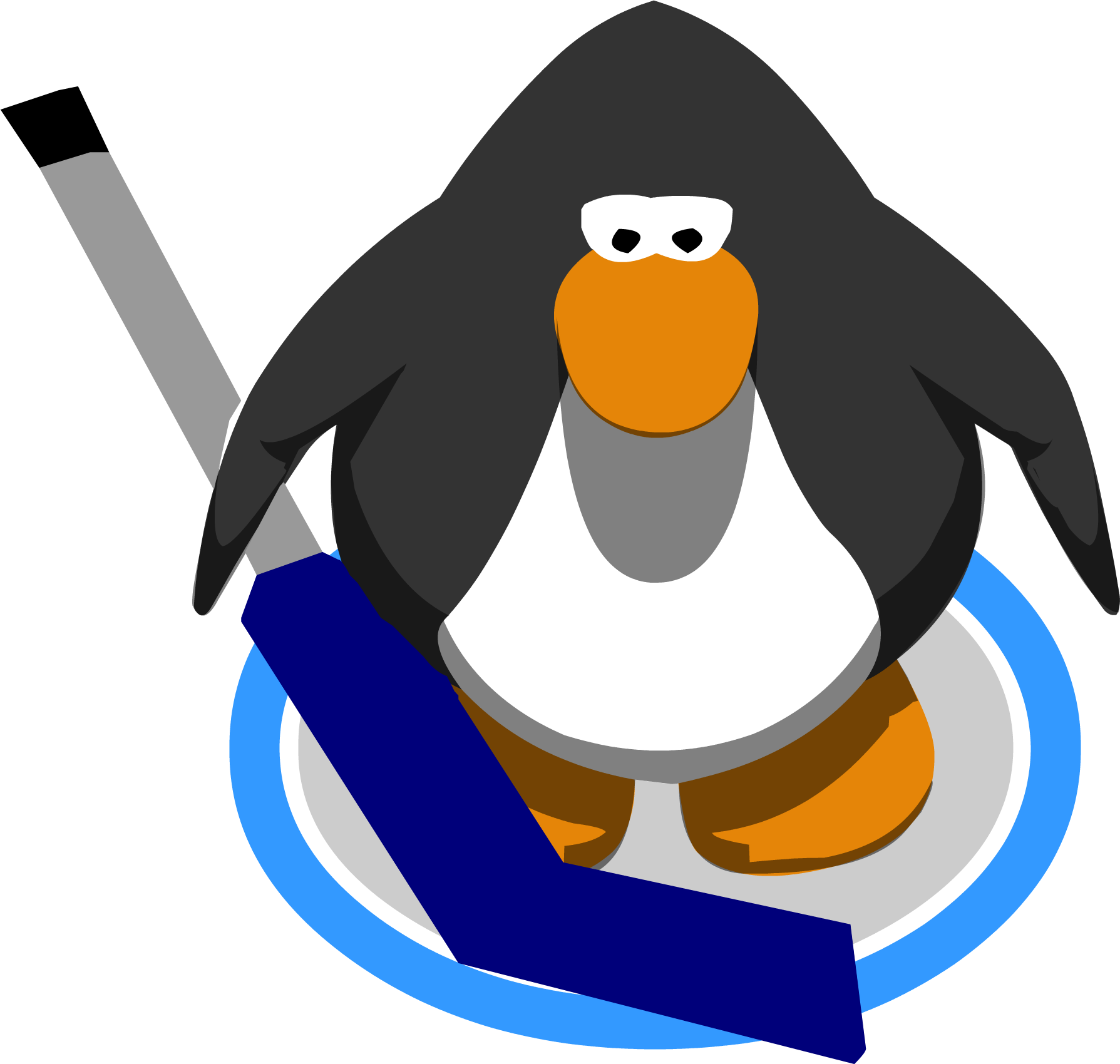 Goalie Hockey Stick In Game - Club Penguin 10th Anniversary Hat (1789x1700)