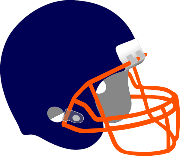Blue And Orange Football Helmets (600x521)