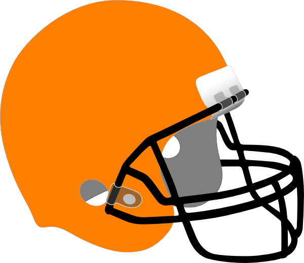 Football Helmet Clip Art At Clker - Orange And Blue Football Helmet (600x519)