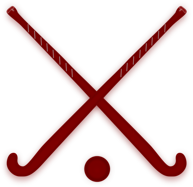 Sticks Hockey Ball Sport Crossed Equipment Red - Crossed Field Hockey Sticks (736x720)