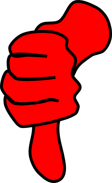 Thumbs Down Red Clip Art - Red Thumb Down Png (366x598)