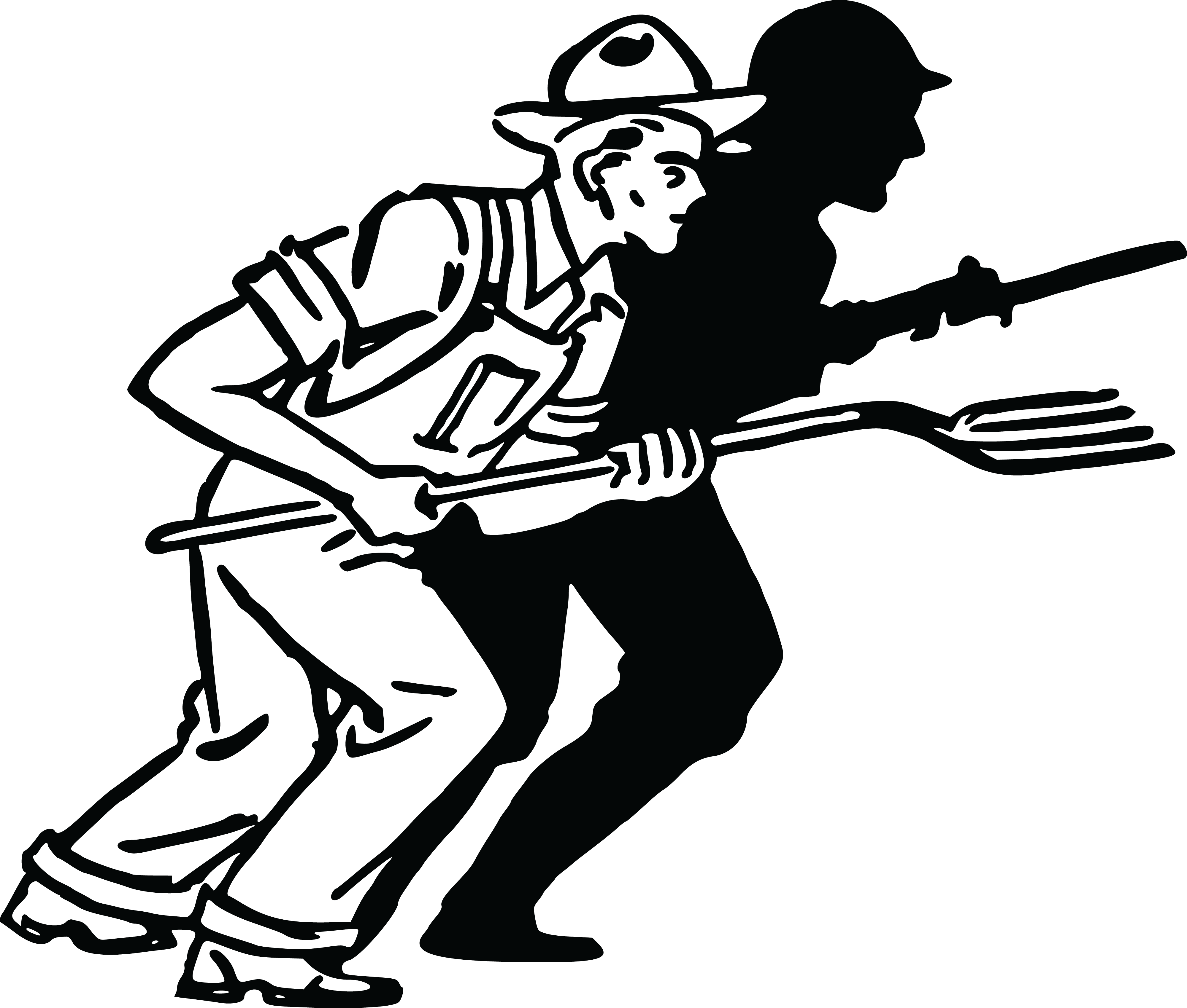 Free Clipart Of A Silhouetted Soldier And Farmer - Farmer Soldier (4000x3400)