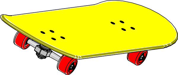 Ice Skate Clipart - Skateboard Clipart (600x255)