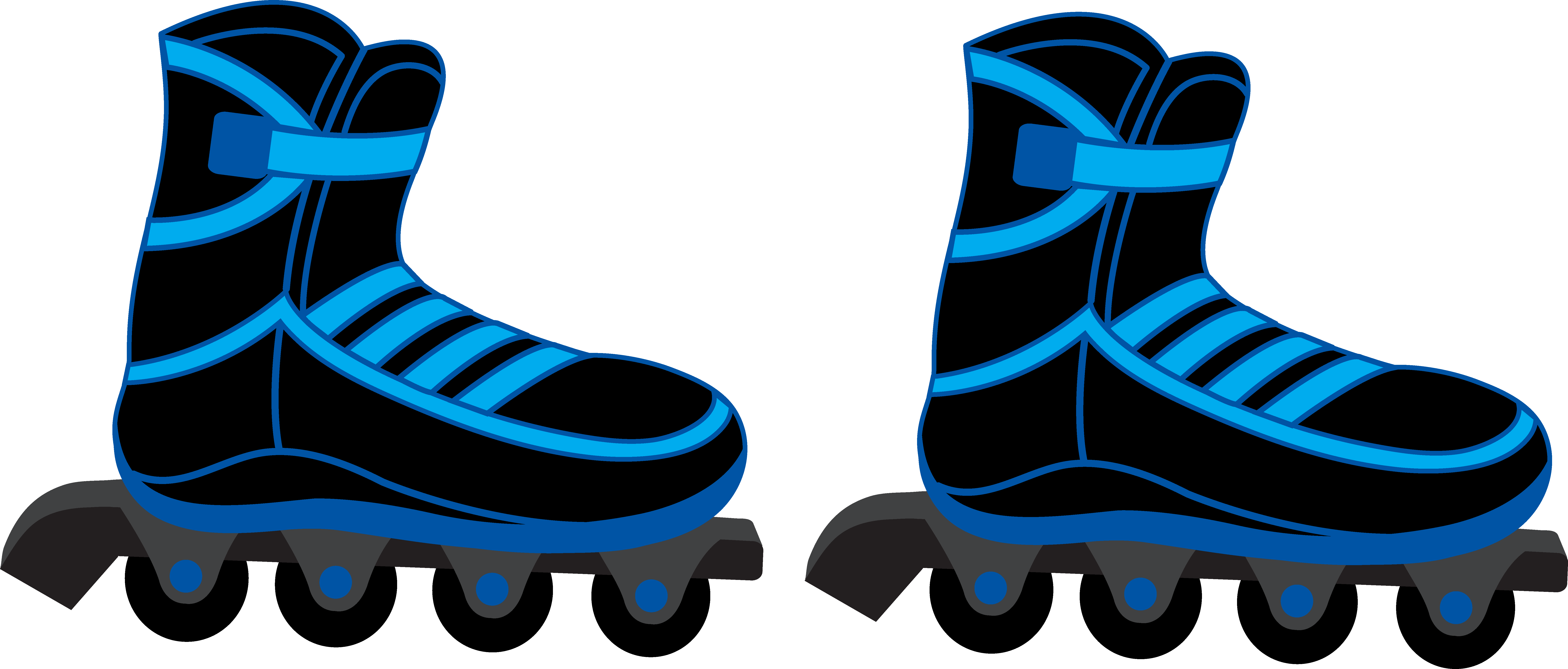 Cool Blue And Black Rollerblades - Clip Art Roller Blades (8272x3530)