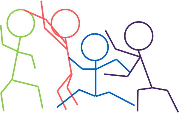 Stick Figures Clip Art - Stick Figures Playing Tag (600x378)