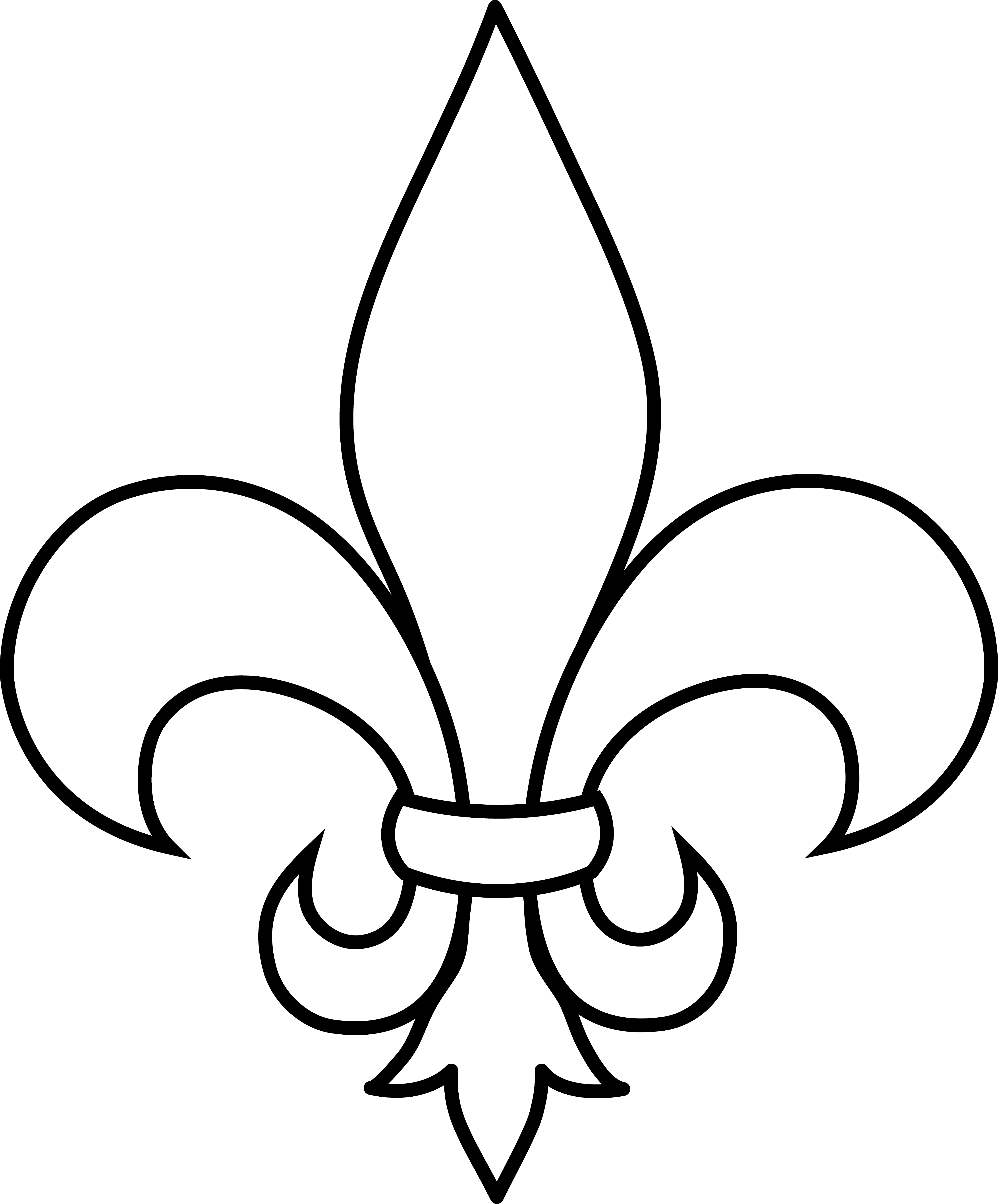 Black And White Fleur De Lis Outline - Fleur De Lis Clip Art (4509x5438)