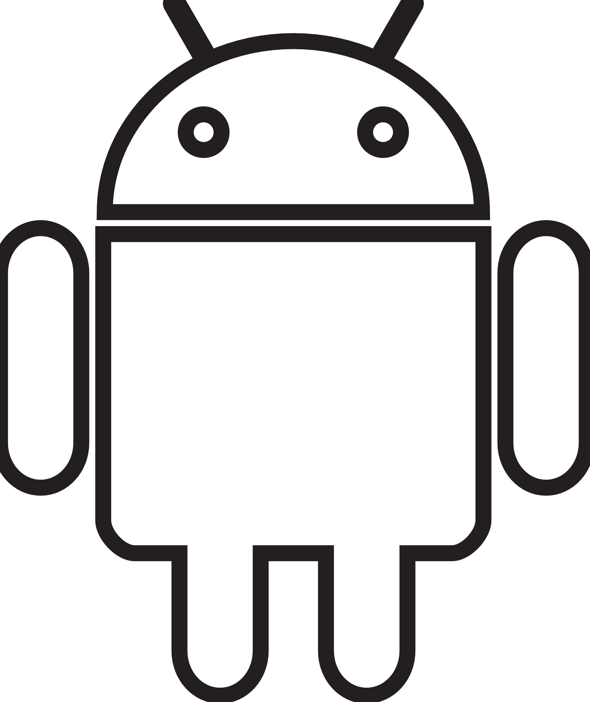Android Clipart - Android Black And White (1979x2353)