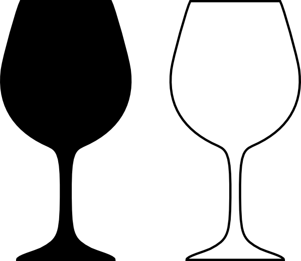 Wine Glass Silhouette - Wine Glass Clip Art Black White (600x521)