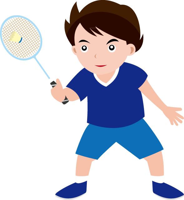 Badminton Sport Racket Shuttlecock Clip Art - Playing Badminton Clipart Boy (589x639)