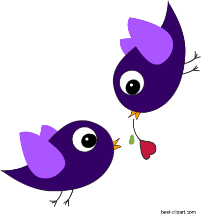 Cute Birds And A Heart, Free Valentine Clip Art - Clip Art (450x450)