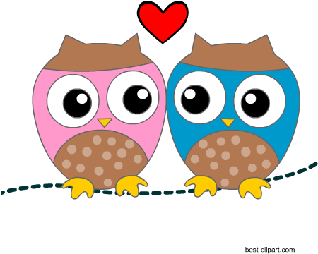 Two Cute Owls, Free Clip Art For Valentine's Day - Cute Letter Writing Paper (450x450)