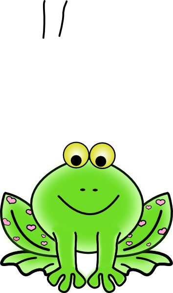 Free Vector Green Valentine Frog With Pink Hearts Clip - Green Frog Clipart (354x598)