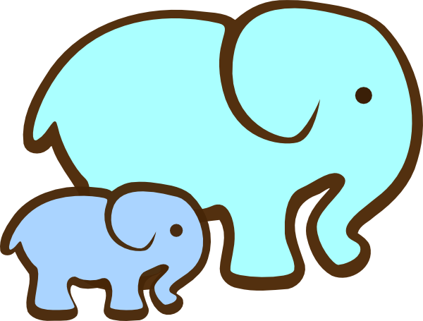 Mom And Baby Elephant Clip Art - Elephant With Baby Clipart (600x455)