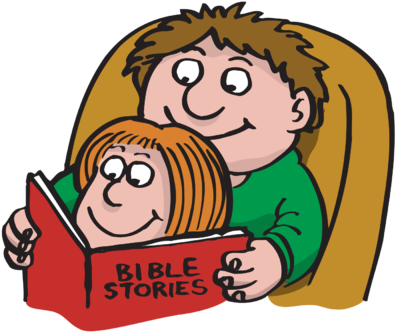 Christian Father Cliparts - Reading Bible Clipart (400x341)