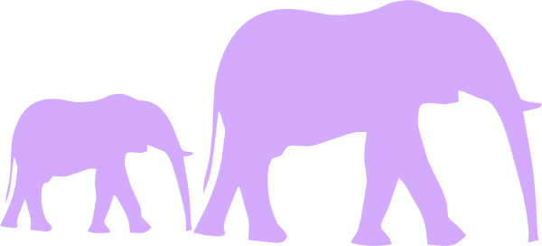 Purple Baby Shower Elephant Mom And Baby Clip Art - Elephant Clip Art (600x272)